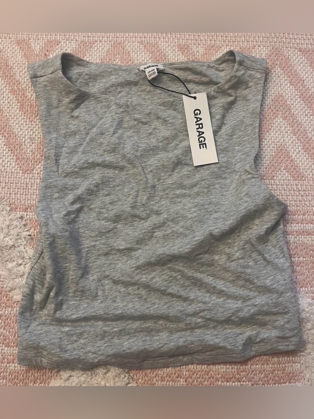 Garage Gray Sleeveless Crop Muscle Tee